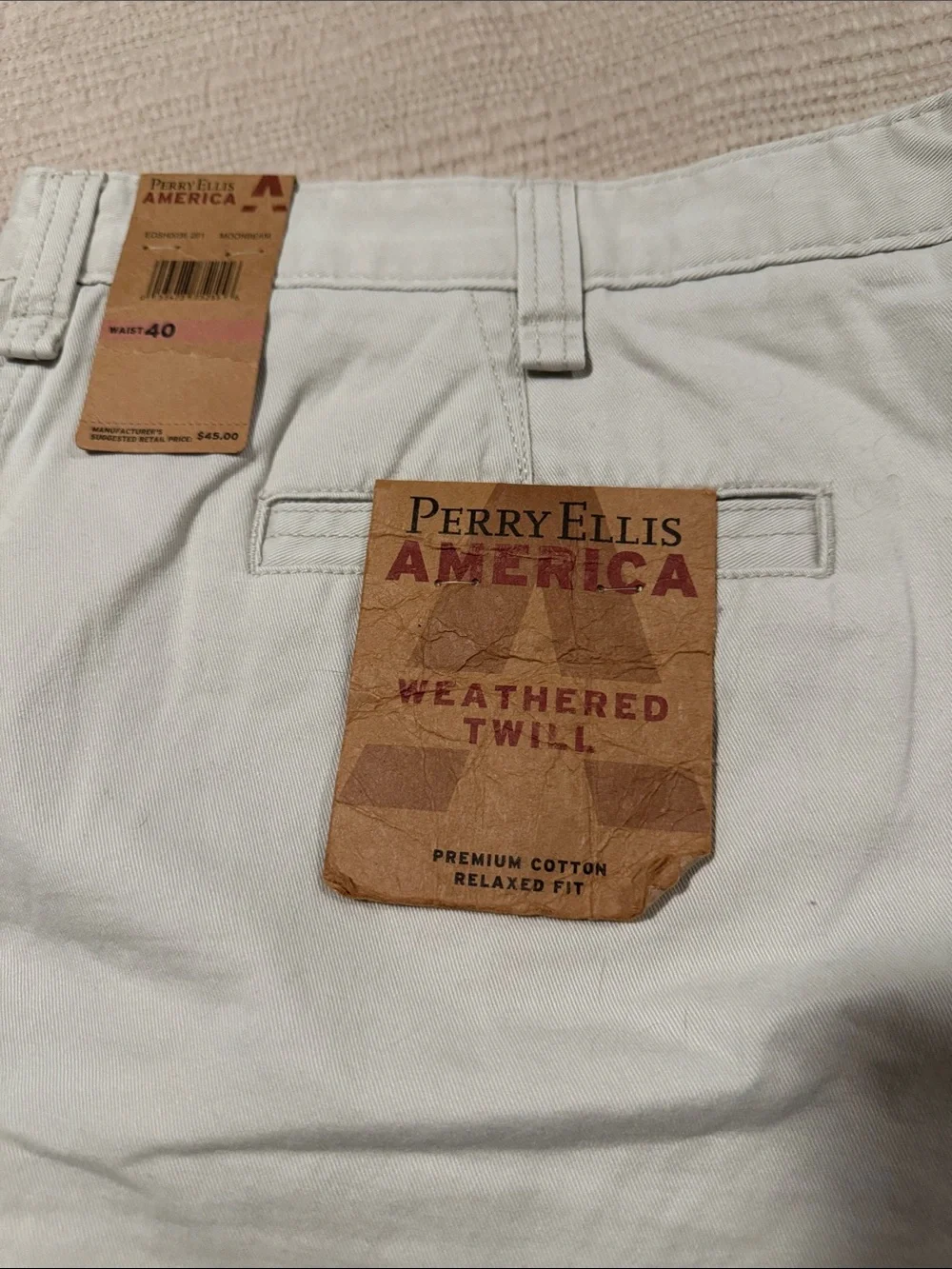 Perry Ellis Flat-Front Men's Shorts in Light Beige